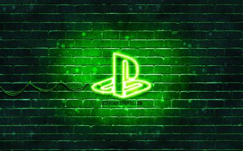 Herunterladen hintergrundbild playstation-green-logo, 4k, brickwall ...