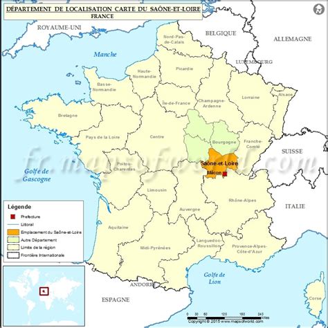 Saône-et-Loir: Carte de localisation, département de Saône-et-Loire, France