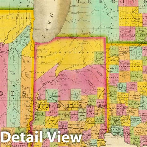 Historic Map : Map of the States of Ohio Indiana & Illinois And Part o - Historic Pictoric