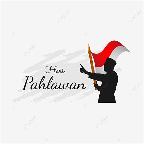 Hari Pahlawan Nasional Indonesia Dengan Bambu Runcing Dan Bendera Merah ...