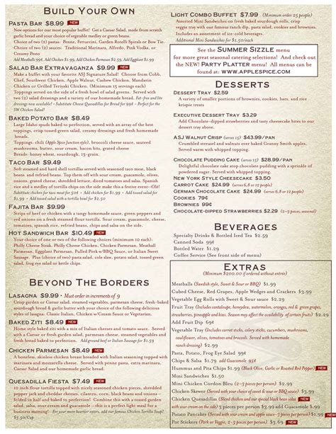 Apple Spice Junction menu in Fort Wayne, Indiana, USA