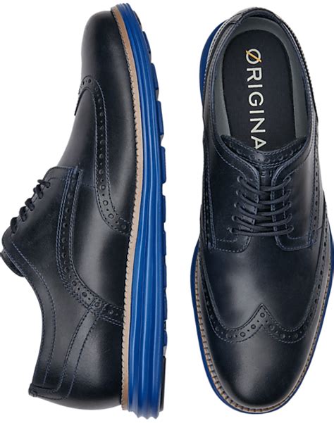 Cole Haan Original Grand Wingtip Oxfords, Dark Navy - Men's Sale | Men's Wearhouse