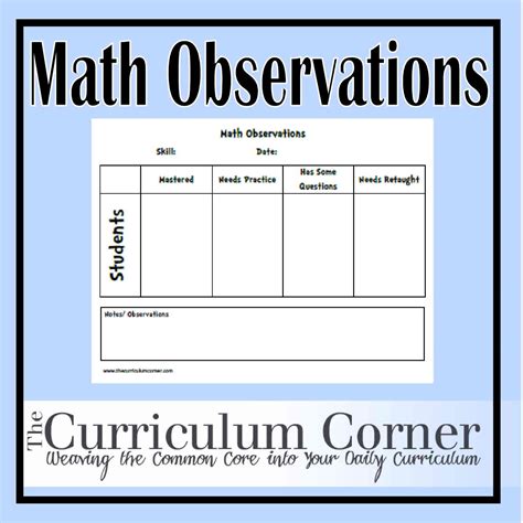 Math Observations Recording Sheet