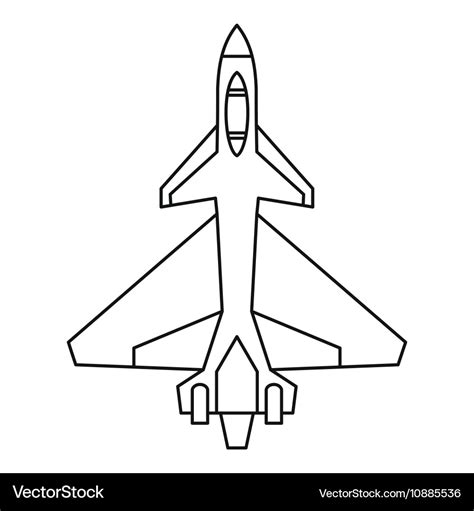 Military fighter jet icon outline style Royalty Free Vector