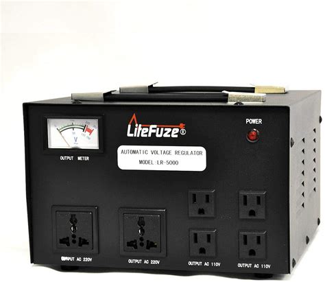 Buy LiteFuze 5000 Watt Voltage Converter Transformer Heavy Duty Regulator Meter - Step Up/Down ...