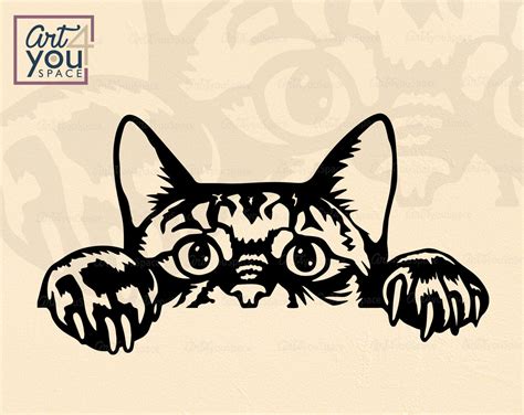 Funny Cat Peek-a-boo SVG PNG DXF Clipart Download, Printable,Laser Cut ...