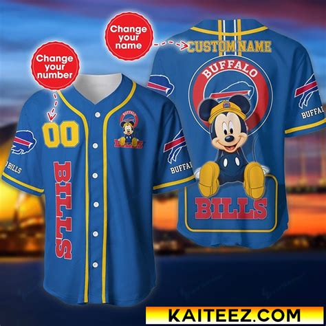 Custom Name And Number Disney Mickey Buffalo Bills NFL Baseball Jersey - Kaiteez