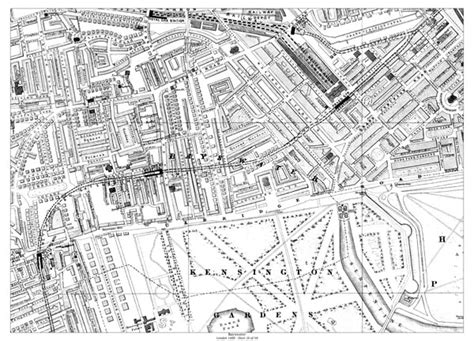 Old map of Bayswater, London in 1888