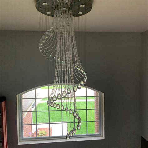 Modern LED Crystal Raindrop Ceiling Pendant Lamp Spiral Aisle Hotel ...