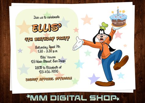 Invitación de cumpleaños Goofy imprimible - Etsy México