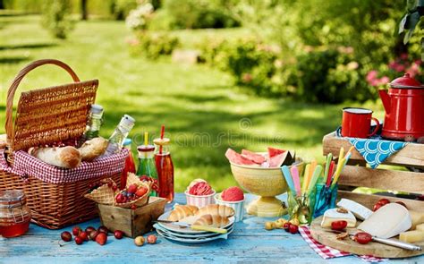 Exquisite Summer Picnic Scene with Copy Space Stock Image - Image of ...