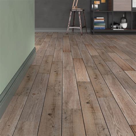 Vintage oak Natural Matt Wood effect Porcelain Floor tile, Pack of 7, (L)900mm (W)150mm ...