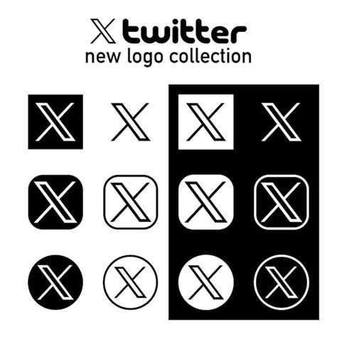 Premium Vector | Twitter x new logo set 2023 twitter x logo vector pack collection