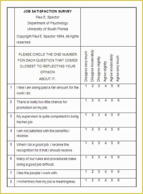 Free Sample Employee Satisfaction Survey Templates Of 9 Employee Satisfaction Survey Templates ...