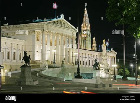 vienna at night parliament,city hall Stock Photo - Alamy