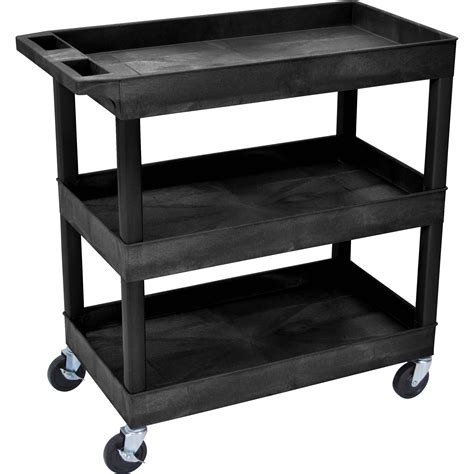 Luxor 32 x 18" Three-Shelf Utility Cart (Black) EC111-B B&H