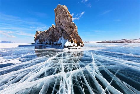 Amazing lakes frozen in winter