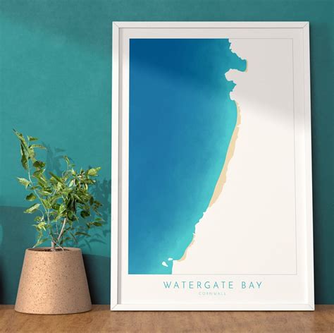 Watergate Bay Map Art Cornwall Map Art Watergate Bay Beach - Etsy