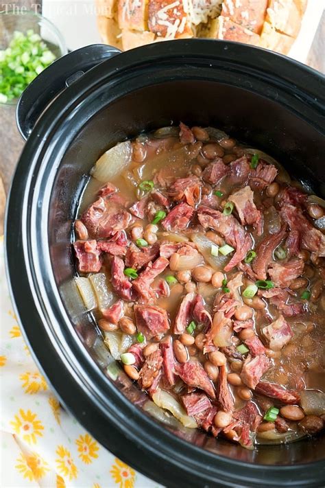 Slow Cooker Ham and Beans with Ham Hocks - Soaked Pinto