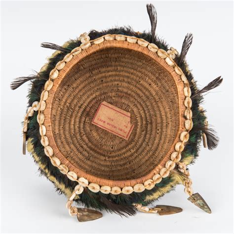 Lot 686: 2 Native American Pomo Baskets, 1 Feather | Case Auctions