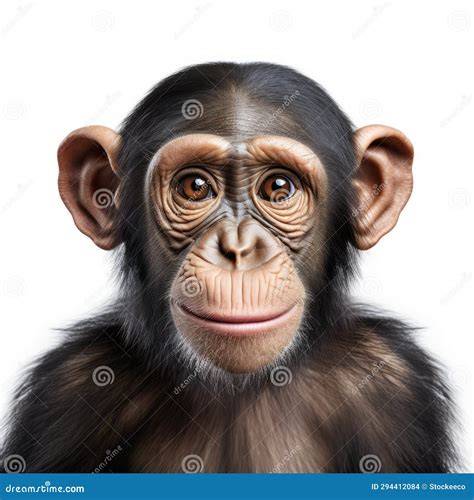 Minimal Retouching: Ultra Hd Chimpanzee Portrait on White Background Stock Illustration ...