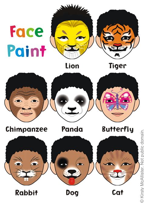 Printable Easy Face Painting Templates