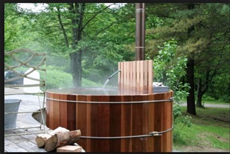 Japanese Cedar Wood Burning Hot Tub