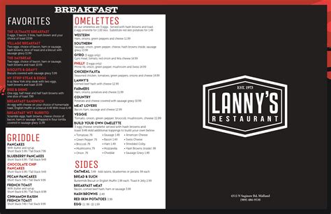 Menu | Lanny's Restaurant