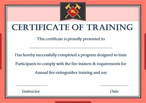 Fire Training Certificate Template