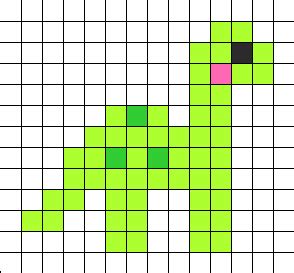 Cute Small Dinosaur Perler Bead Pattern | Bead Sprites | Animals Fuse Bead Patterns