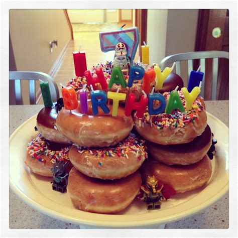 Krispy Kreme donut "cake" Krispy Kreme Donut Cake, Krispy Kreme Birthday, Doughnut Cake, Cake ...