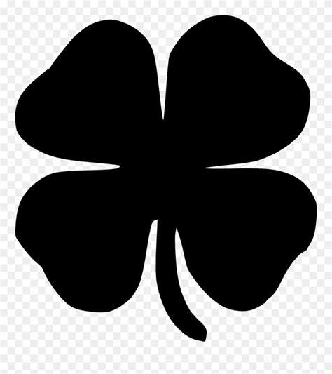 4 Leaf Clover Clip Art Black And White - 4 Leaf Clover Black - Png ...