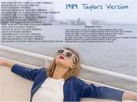 1989 Taylor's Version Tracklist Concept : r/TaylorSwift