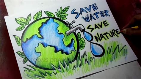 How to Draw Save Trees / Save Water / Save Nature Poster Drawing for Kids – Best of UX