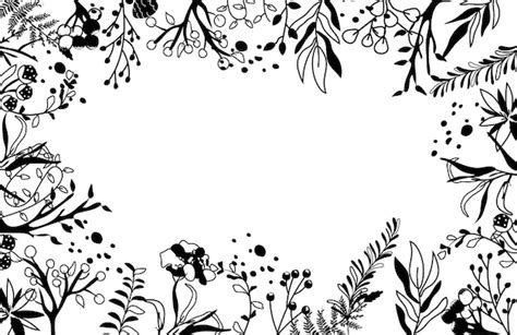 Premium Vector | Black and white christmas border with flowers ...