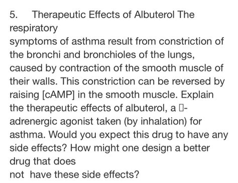 Solved 5. Therapeutic Effects of Albuterol The respiratory | Chegg.com