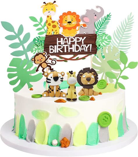 Amazon.com: Cnorialy 11 PCS Jungle Safari Animal Cake Toppers 3D Resin Animal Cake Toppers ...