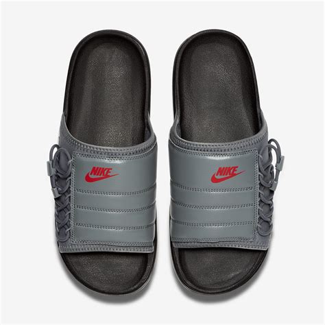 Men's Nike Asuna Premium Slides (Black/Smoke Grey/University Red)(CI88 ...