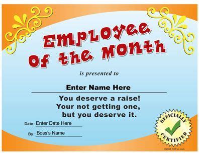 Employee Of The Month Funny Certificate Pdf | Funny with regard to Funny Certificates For Empl ...