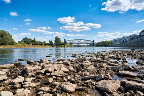 The River Elbe in Magdeburg at Low Tide Stock Image - Image of parched, midsummer: 123474709