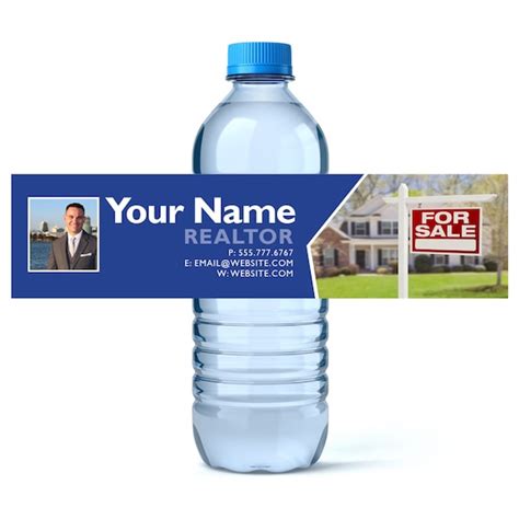 Custom Water Bottle Labels - Real Estate Business Water Labels - Custom ...