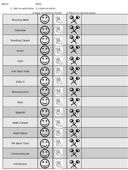 Smiley Behavior Chart by Kontent in Kindergarten | TpT