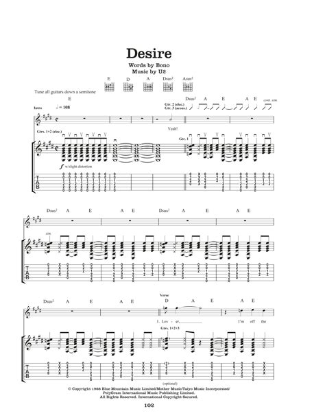 Desire by U2 - Guitar Tab - Guitar Instructor