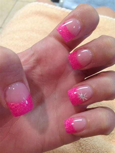 Pin by Mary Szymanowski on Nails in 2024 | Nail tip designs, French tip gel nails, Pink glitter ...