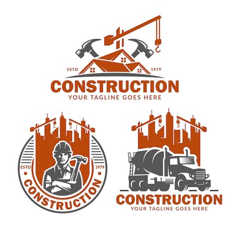 Premium Vector | Construction logo template set, vector pack of Construction logo