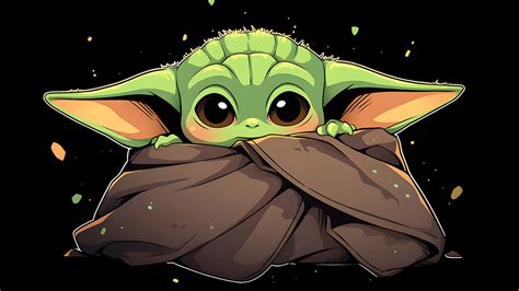 Star Wars Grogu Black Desktop Wallpaper - Baby Yoda Wallpaper 4k