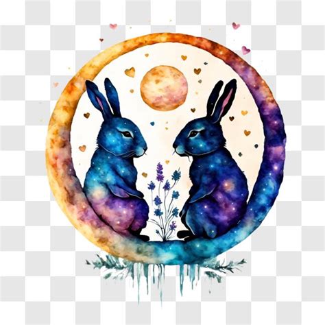 Download Moon Rabbit Art Print for Creative Design PNG Online ...