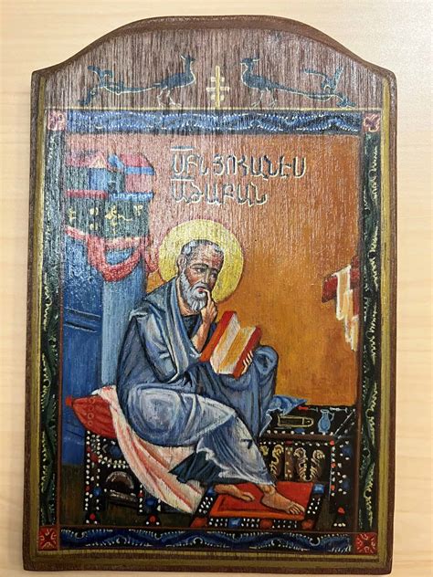 John the Apostle (Յովհաննէս Առաքեալ), painting on wood (handmade in Armenia) - Armenian Prelacy