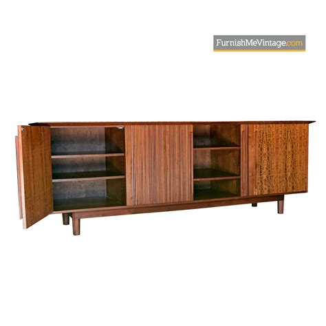 Custom Made Colossal Mid-Century Modern Tambour Door Mahogany Credenza