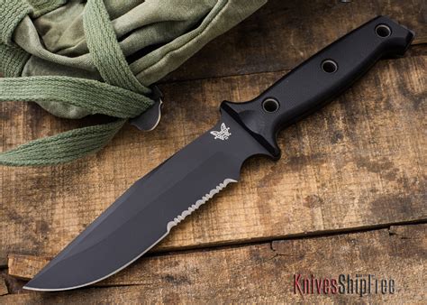 Buy Benchmade Knives: 119SBK Arvensis - Fixed Blade - Black G-10 - Serrated Black Blade